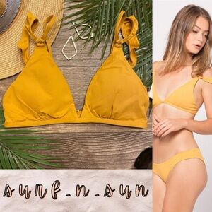 L*Space Inka Gold Kingsley Ruffle Tri Bikini Top